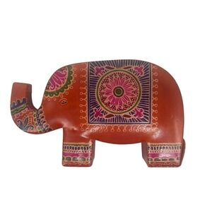 Decorative Leather Elephant Coin Bank Money Box Hand Painted India